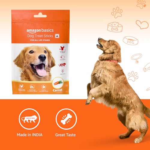 Amazon-Basics-Soft-Chewy-Carrot-Flavour-Treat-Sticks-for-Dogs-Playful-Treats-for-Training-and-Bonding-High-Protein-140gms