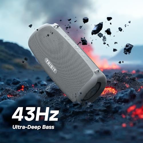 Image of Tribit StormBox Lava Portable Bluetooth Speaker, 80W Loud Wireless Speaker, 24H Playtime, IP67 Waterproof, Bluetooth 5.4, Custom EQ, XBass, Built-in Mic, TWS Pairing for Camping /Beach /Party /Outdoor