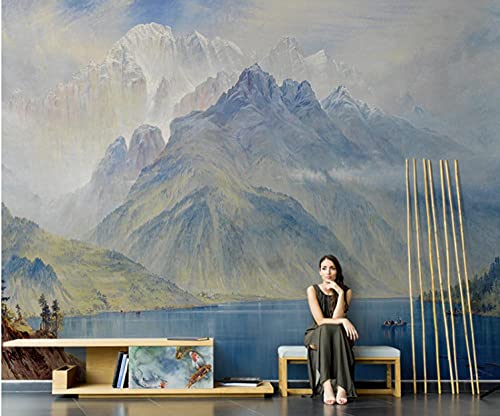 Tapete Wandbild 3D Nordische Abstrakte Kunst Bergsee Landschaft Tapete Wohnzimmer Tv Hintergrund Wandbild-430 * 300Cm Cover