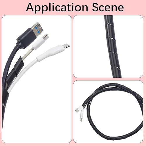 Vista 5 de 26.25 pies x 0.39 pulgadas, funda de alambre de polietileno para manguera, organizador de tubos de manguera, protector de cable en espiral, cable