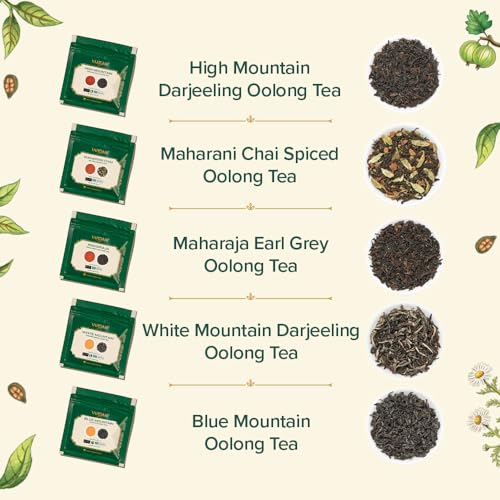 Image of VAHDAM Assorted Oolong Tea Sampler Gift Set (5 Flavors) Gluten-Free, Non-GMO | 5 Unblended Loose Leaf Teas | Tea Variety Pack | Gift for Women & Men