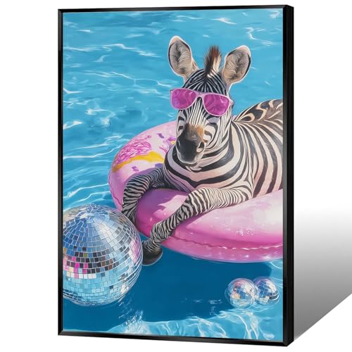KOEUIRW Funny Zebra Bathroom Canvas Wall Art Cute Zebra In