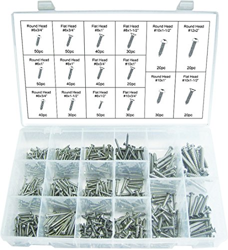 Juego de tornillos autorroscantes de acero inoxidable