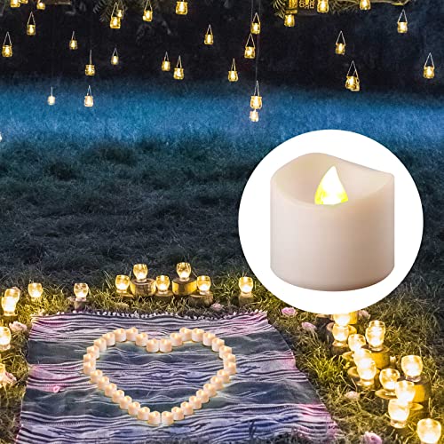 200 Pieces Flameless Tealight Candles Bulk Votive Flickering Electric Candles Battery Operated Led Candles Romantic Tea Lights For Wedding Proposal Birthday Holiday Party Decor (Dull Yellow) #TOP7
