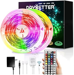Led Strip Lights Waterproof, DAYBETTER 32.8ft(2 Rolls of 16.4ft) LED Tape Lights Color Changing 300 LEDs Light Strips Kit with 44 Keys Ir Remote Controller and 12v Power Supply for Indoor Outdoor Use