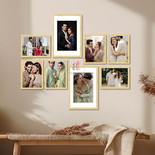 Image of Art Street Photo Frame Set of 8 Beige Wall Decor Collage Display Hanging Family Picture Frames Gallery Collection Decor Items Wall Mount Frames Birthday Anniversary, 8x12 and 12x16 In