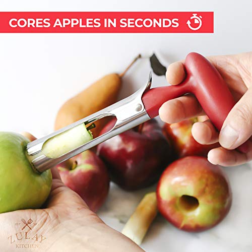 Zulay Premium Apple Corer - Easy To Use Durable Apple Corer Remover For Pears, Bell Peppers, Fuji, Honeycrisp, Gala And Pink Lady Apples - Stainless Steel Best Kitchen Gadgets Cupcake Corer - Red #TOP2