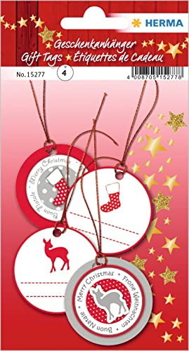 'Herma Ciondolo Da Regalo Natalizia 3D, Rotondo, Rosso/Argento