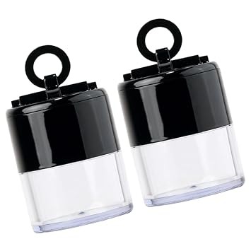2pcs Portable Loose Powder Container Built Puff Travel-friendly Makeup Powder Box for Go Compact Design
