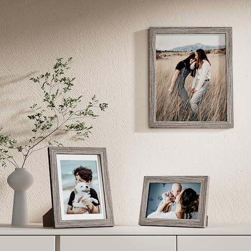 Image of Vittanly Picture Frames Set of 10, Picture Frames Collage Wall Decor with Two 8x10, Four 5x7 and Four 4x6 Photo Frames, Gallery Wall Frame Set for Wall or Tabletop Display, Dark Grey