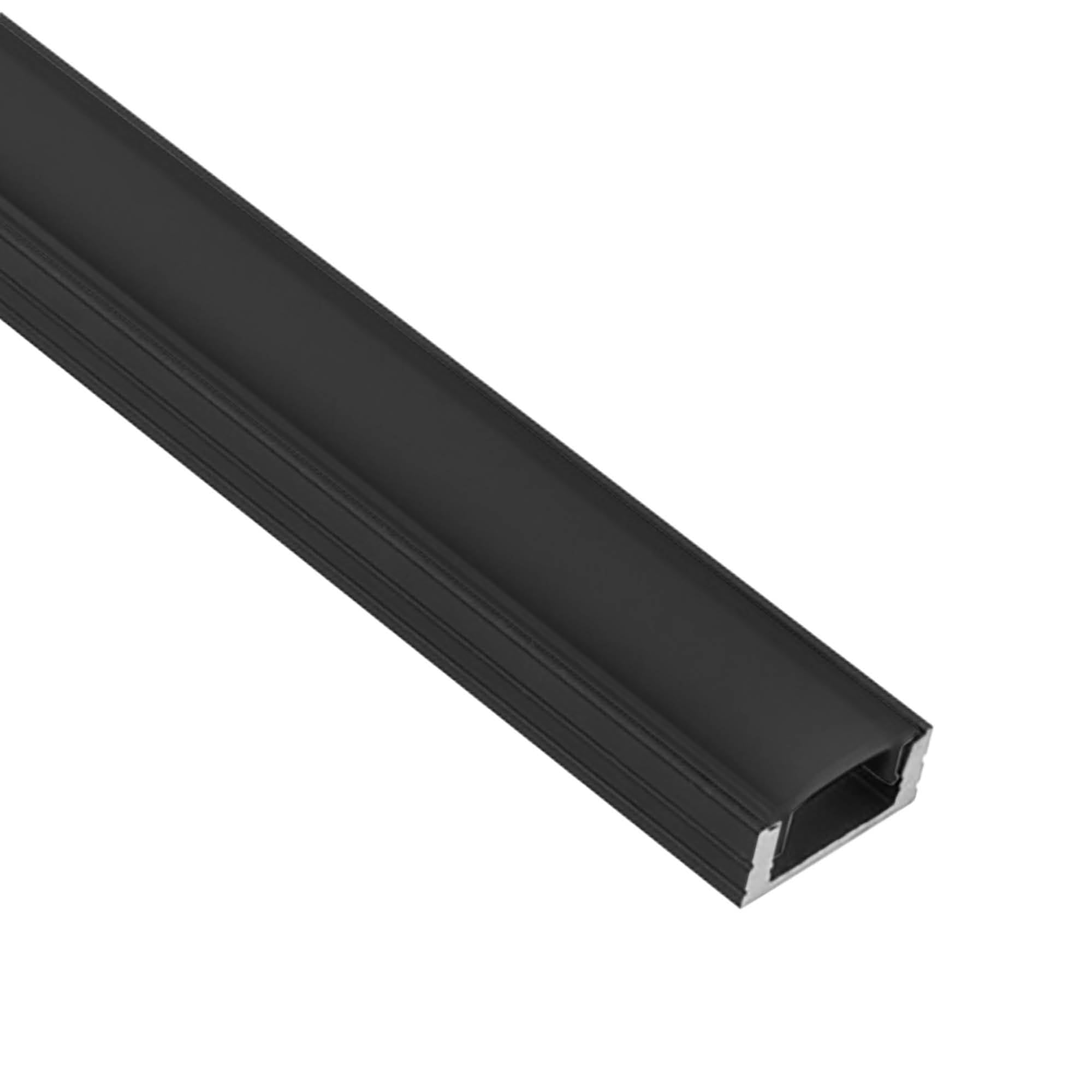 tktrading24 A17 LED Aluprofil Schwarz mit Abdeckung - Premium LED-Profil - 2m schwarz