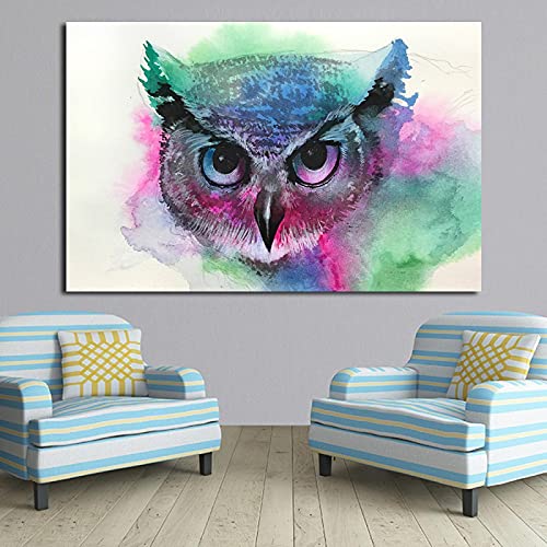 Impression sur toile hibou 40x60cm art mural bureau chambre