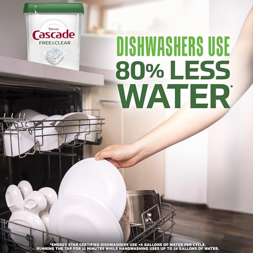 Cascade Free & Clear Dishwasher Pods, Dishwasher Detergent, Dish Detergent Soap, Unscented, 62ct - image 8