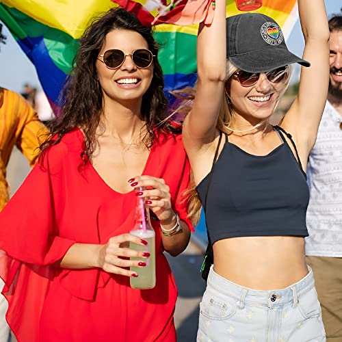 Image of Gay Pride Baseball Hat for Men and Women, LGBT Rainbow Embroidered Trucker Hats Adjustable Washable LGBTQ Baseball Cap Gifts