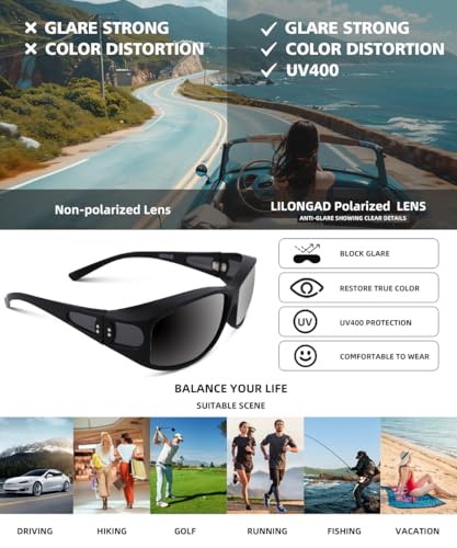 Polarized Fit Over Glasses Sunglasses for Men Women, Wrap Around Sunglasses UV400 for Driving Outdoor Activities4