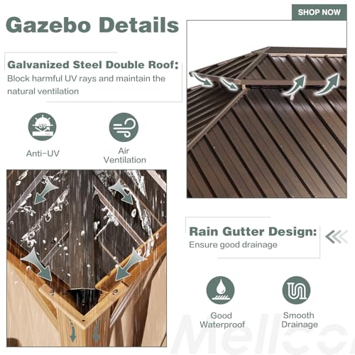 MELLCOM-12×16-Hardtop-Gazebo-Wood-Grain-Aluminum-Frame-Outdoor-Gazebo-with-Double-Galvanized-Steel-Roof-Permanent-Metal-Pavilion-with-Curtains-and-Nettings-for-Patio-Backyard-Deck-and-Lawns MELLCOM 12×16 Hardtop Gazebo Wood Grain Aluminum Frame Outdoor Gazebo with Double Galvanized Steel Roof Permanent Metal Pavilion with Curtains and Nettings for Patio Backyard Deck and Lawns