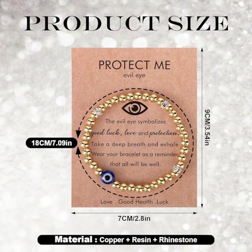 Evil Eye Bracelet for Women, Trendy Bead Bracelet with Evil Eye Charms Dainty Good Luck Protection Jewelry for Friends Mom Birthday Retirement2