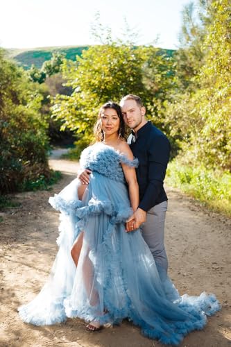 Changuan Puffy Tulle Maternity Dress for Photoshoot Ruffle Pregnancy Robe Bridal Lingerie Bathgown Baby Shower Photography4