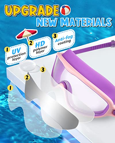 Image of Swim Goggles 2 Pack, Wide View Anti Fog&UV Swimming Goggles for Audlt, No Leak Pool Beach Essentials for Men Women