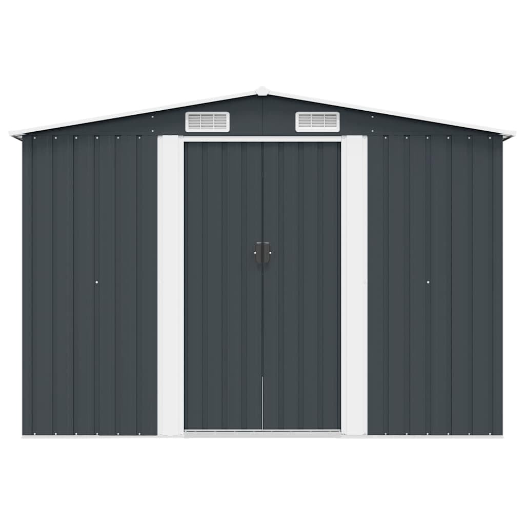 Gerätehaus Geräteschuppen Gartenhaus Garten Schuppen Metallgerätehaus Wetterfester Gartenschuppen für Fahrrad & Gartengeräte 257x298x178 cm Metall Anthrazit