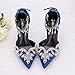 DZQQ Sandalias de Novia, Zapatos de Cristal Azul, Punta Abierta, Tacones Altos, diseños Personalizados, Maravillosos Zapatos de Boda