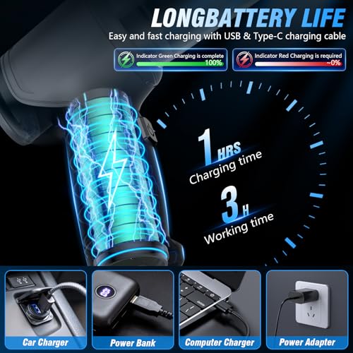Image of Handheld Car Vacuum Cleaner 12 Handheld Car Vacuum - 15000Pa Cordless Wet /Dry, 120W High Power with Complete Accessory Kit for Cars, Pet Hair, Home & Office Black