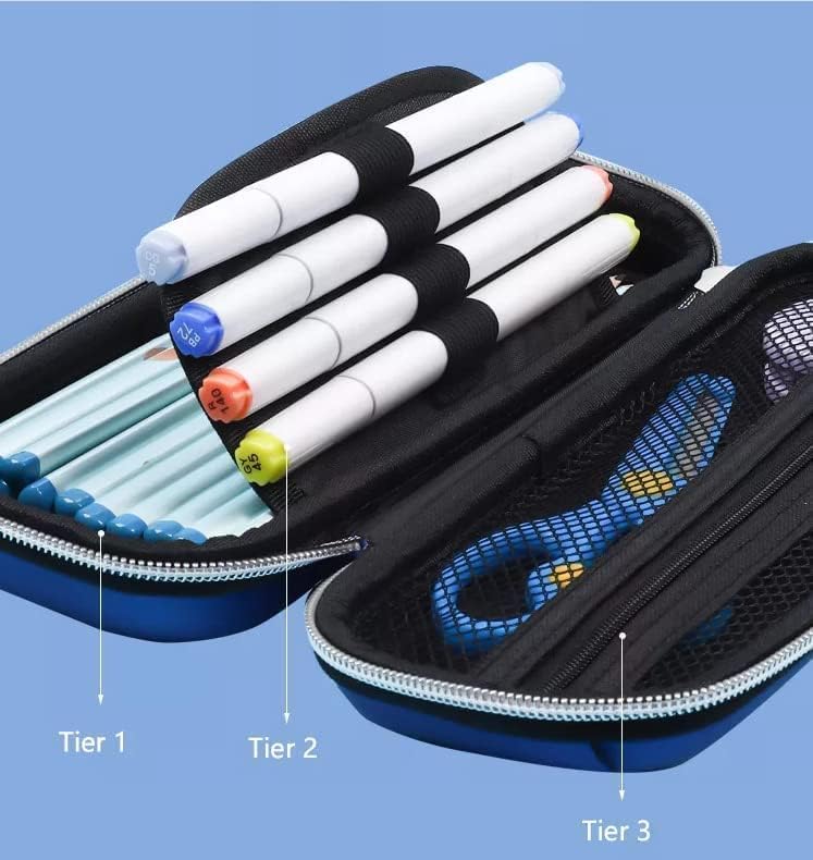 Image of LONGMIRE Plastic Big Capacity 3D Eva Space Design Pencil Pen Case, Large Storage High Capacity Bag Pouch Holder Box Organizer (Multicolor)