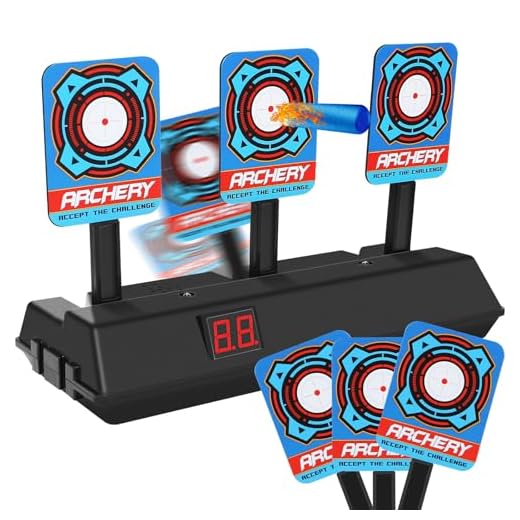 Cible pour Pistolet Nerf, Cible Nerf, Cible de Électrique, Cible électronique Nerf avec lumières et Sons, avec 3 Cibles, Réinitialisation Automatique, Cadeau pour Les garçons