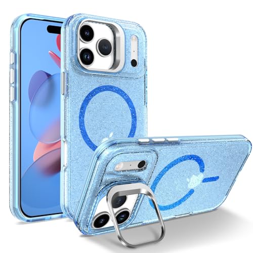 Coque iPhone 17 Pro bleu silicone rigide étui avec support pour ne plus faire tomber votre mobile
