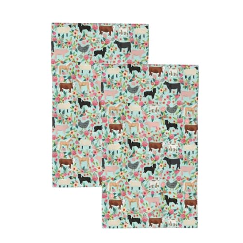 Kitchen-Towels-Set-of-2-Farmhouse-Animals-Country-Style-Bathroom-Hand-Towel-Small-Bath-Towels-Kitchen-Dish-Guest-Towel-for-HotelSpaGymHome-Decor-145X28 Kitchen Towels Set of 2 Farmhouse Animals Country Style Bathroom Hand Towel Small Bath Towels Kitchen Dish Guest Towel for HotelSpaGymHome Decor 145X28