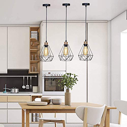 Vintage Metal Bulb Guard Cage Lamp Shade - MOTENT Industrial Ecopower Lighting Antique Holders Iron Wire Diamonds Shape Open Style for Ceiling Fan Light Bulb Covers Pendant Lighting Fixture Wall Lamp