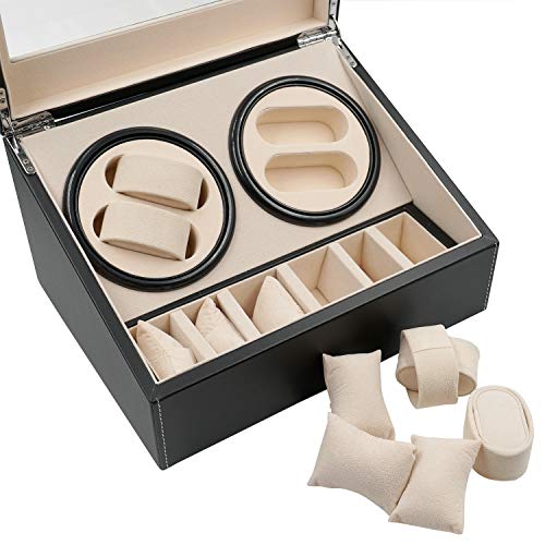 Mcbazel-Automatic-Watch-Winder-Box-with-4-Watch-Winder-6-Extra-Storage-SpaceMultifunction-Organized-Watch-Display-46-Storage