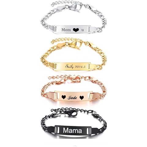 Kinder Baby Gravur-Armband ID Figaro | personalisierte Geschenk Geburt Taufe Geburtstag | gravierbare Kinderarmkette | Taufarmband Junge Mädchen| Namensarmband Babyarmband Taufkette Taufgeschenke Cover