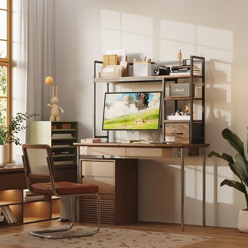 Mexin 卓上ラック デスク上収納ラック 棚 多機能 4段 オフィス 学習机 省スペース 整理整頓 ブラウン(奥行104×幅24×高さ76cm)