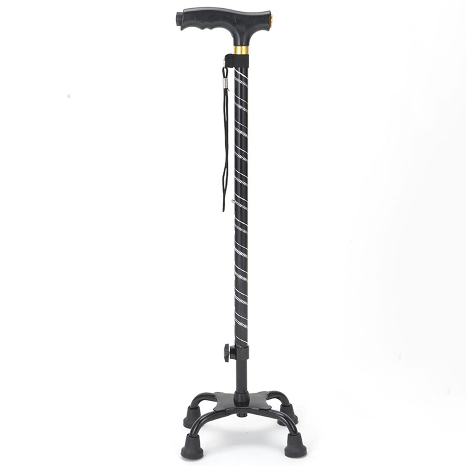 Bastone telescopico alla Moda con Luce a LED, stampelle in Alluminio Leggero per Adulti Anziani, Quadripode per Uomini e Donne con Altezza 140-190cm, Nero