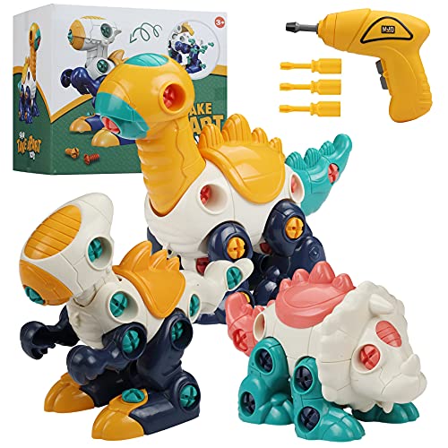Kepfat Dinosaur Toys, Take Apart Dinosaur Toys for Boys Girls, STEM Kids Learning Toys Set for Age 4, 5 , 6, 7, 8 Years, Electric Drill Constructions Dinosaur Toys
