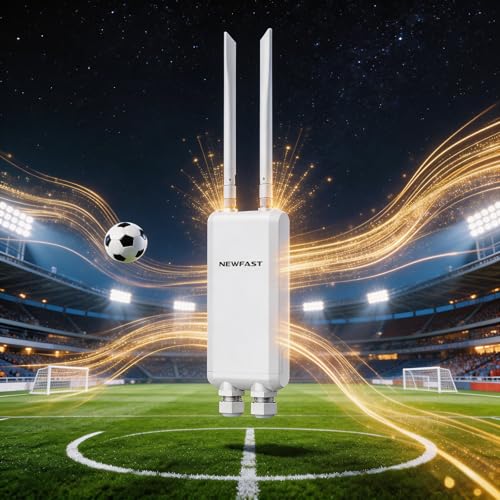 NEWFAST Outdoor Gigabit Wireless Access Point 1200Mbps Waterproof Outdoor Wifi Access Point 3x Gigabbit RJ45 LAN/WAN ports 2x5dBi High-gain Antennas WiFi range Extender for Garden/Office UK Plug
