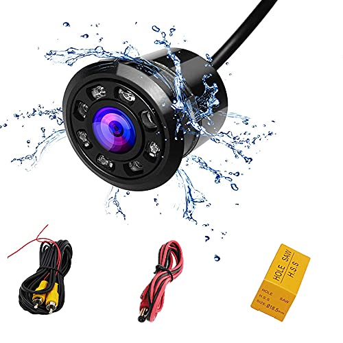 PolarLander Waterproof Car Parking Sauvegarde Reverse Rear View Camera 8 LED Night Vision 170 degrés Couleur CCD Image 18.5mm Drill Hole