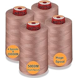 Remalladora Juki 5 Hilos New brothread - 28 Opciones - 4 Bobinas Grandes de 5000M hilo de coser de poliéster todo propósito 40S/2 (Tex27) para coser, acolchar, patchwork, remalladora y overlock - Antique