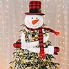 Juegoal christmas snowman tree topper large plush snowman treetop hugger with red black plaid top hat scarf xmas tree ornament supplies holiday winter home wonderland party decorations  urban country home decor