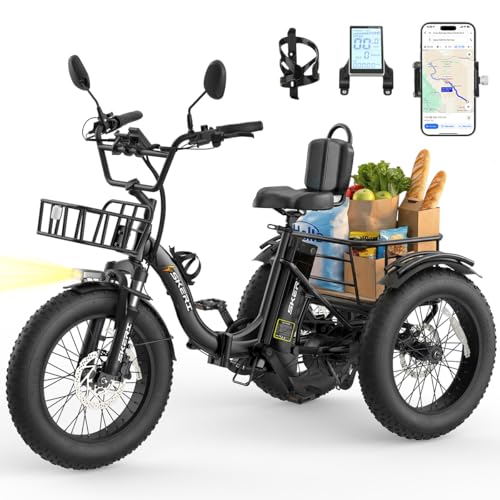 Skeri Electric Tricycle for Adults, 750W(Peak 1350W) Motor Etrike, 20'x4' Folding Fat Tire Electric...