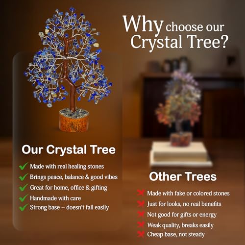 Lapis Gem - Lapis Lazuli Chakra Tree, Crystal Tree, Money Tree, Chakra Tree of Life, Healing Stone, Arbol De La Vida, Gemstones and Crystals, Crystal Tree for Positive Energy, Spiritual Decor for Home