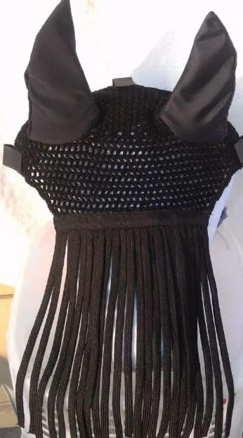 Lift Sports Horsea Fly Veil Ear Net Bonnet Fringe Hand Made Cotton Hood Mask Equestrian Tack Shows Insect Bug Protection (Full/Horse)