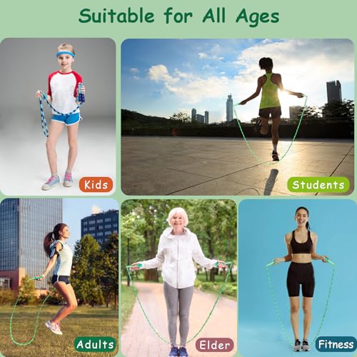 Jump-Rope-for-Kids-Girls-and-Boys-Soft-Beaded-Jump-Ropes-Adjustable-Skipping-Rope-Tangle-Free-Segmented-Rope-for-Kid-and-Women-Men-Adults-Exercise-Keeping-Fit-Training-92Ft