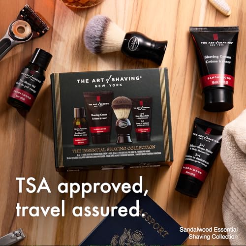 Image of The Art of Shaving Sandalwood 4-in-1 Trial Kit - Pre-Shave Oil, Shaving Cream, Shaving Brush & After-Shave Balm - Protects Against Irritation and Razor Burn - Hydrates and Nourishes Dry Skin