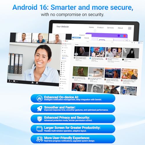 Android 16 Tablet, 11 Inch Tablet with 20GB RAM+64GB ROM/1TB TF, 7800mAh Android Tablets, 5G WiFi | Widevine L1 | Bluetooth 5.4 | 5MP+8MP | OTG | 1080P - Black - Image 5
