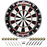 WIN.MAX Dart Board - Bristle Steel Tip Dartboard Dart Boards for Adults Bristle Steel Tip Dartboard Se for Adults Rotating Number Ring Staple-Free Bullseye with 12 Darts Metal Tip (New)