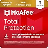 McAfee Total Protection para 3 Dispositivos 2026, 15 meses, Exclusivos de Amazon | Antivirus, VPN, software de seguridad | Suscripción con renovación automática | Descargar