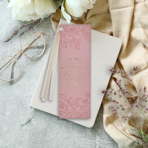Image of Christian Art Gifts Premium Faux Leather Bookmark: Under His Wings