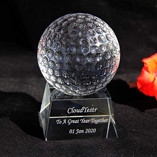 Bersauji Crystal Golf Ball Trophy Free Engraving Crystal Personalized Award for,Retirement Gifts, Golf Team Senior Night, Achievement Award